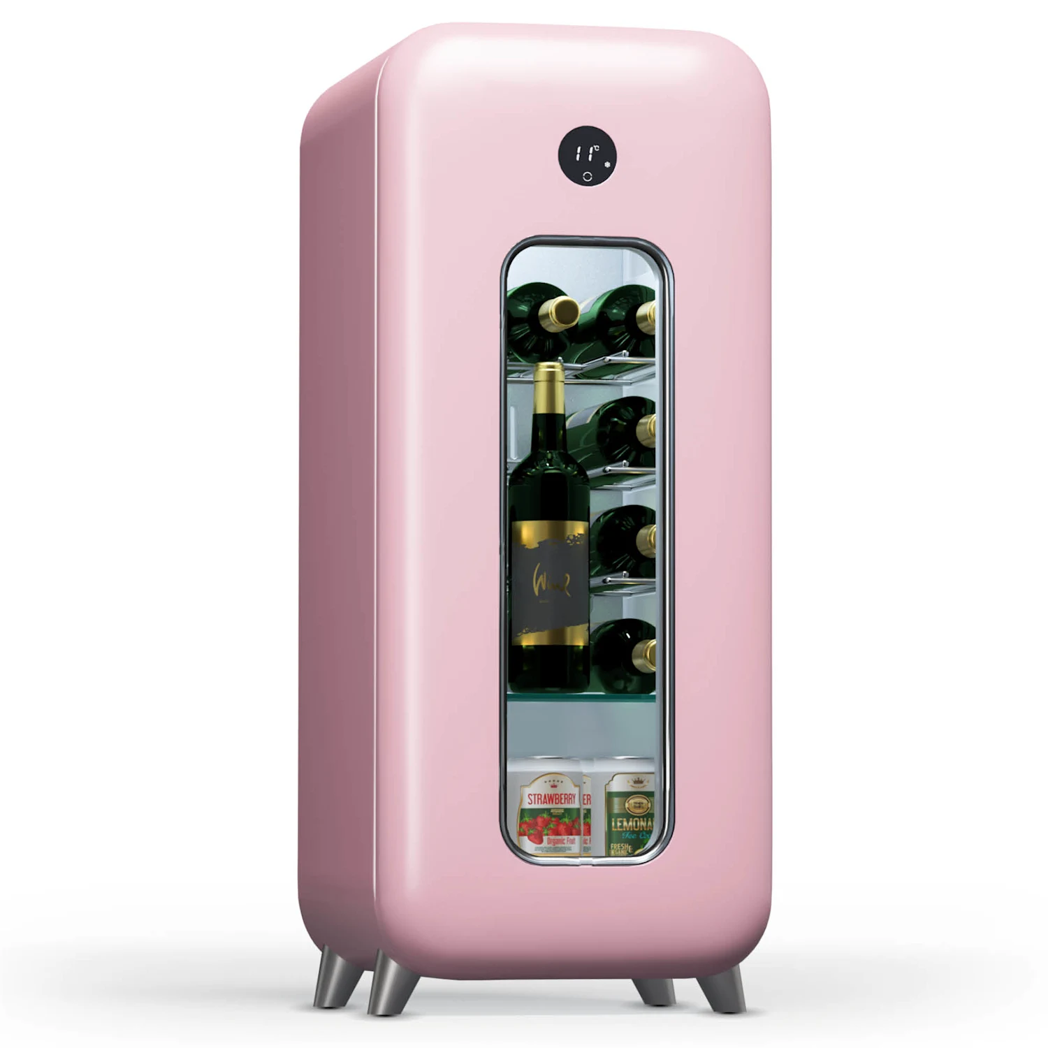 یخچال نوشیدنی کلارشتاین آلمان مدل klarstein Shirley 15 Uno - طراحی رترو دهه ۵۰ با ظرفیت ۱۵ بطری صورتی
